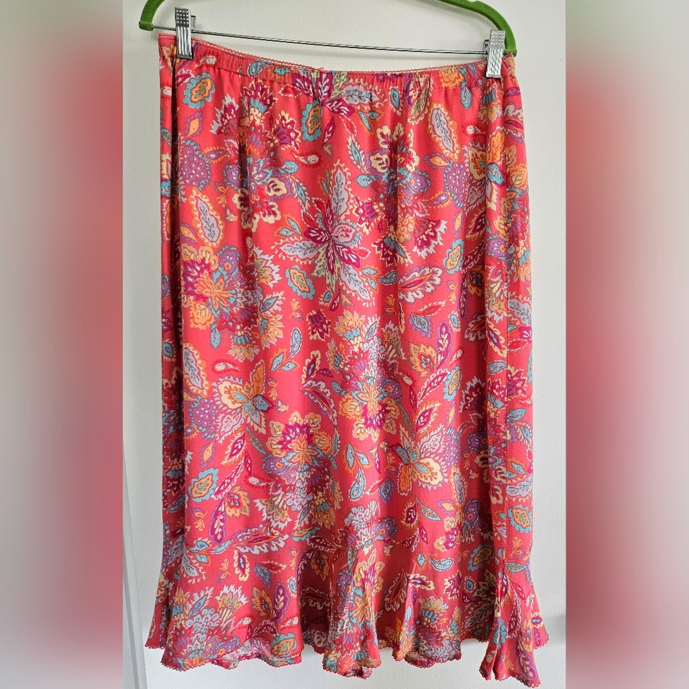 Ladies skirt, coral print, Sigrid Olsen, 1X
